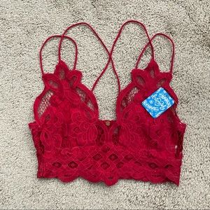 Free People Lace Bralette Lipstick